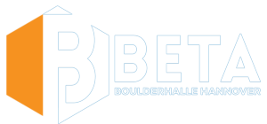 Das Logo in weiß der Beta Boulderhalle Hannover